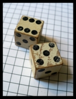 Dice : Dice - 6D - Whiite Painted Wood Dice With Black Painted Pips